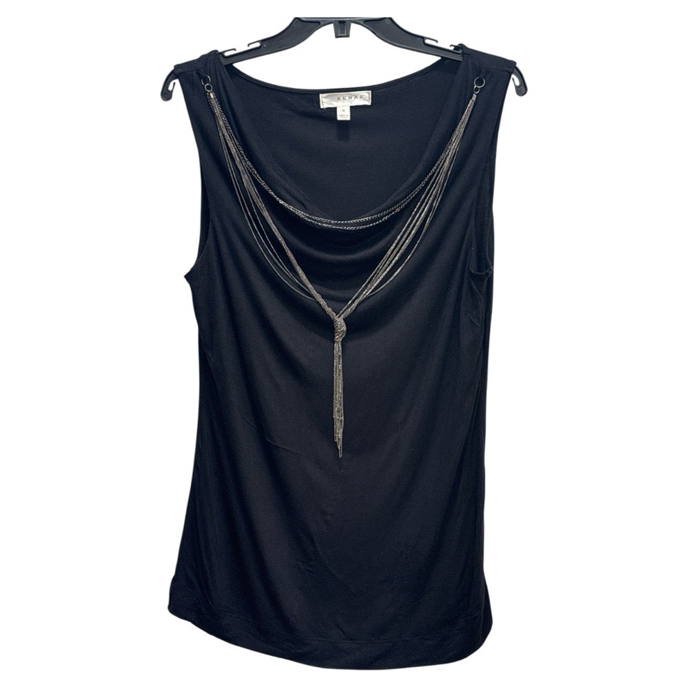Kenar Black Draped Tank Top